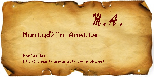 Muntyán Anetta névjegykártya